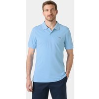 Blue Helly Hansen men's fitted polo shirt with short sleeves and small logo on chest.