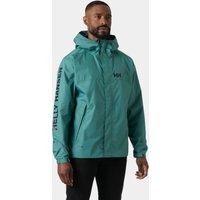 Green Helly Hansen waterproof jacket with hood, black logo on chest, and "Helly Hansen" text on sleeve, size 3XL.