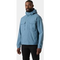 Navy Helly Hansen men's rain jacket, 2XL, with hood, front zipper, and dual chest pockets.