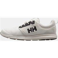 White Helly Hansen trainer shoe with black HH logo, mesh upper, and cushioned sole, size 10.