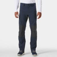 Navy Helly Hansen men's deck trousers with reinforced knee patches and adjustable waist.