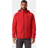Red Helly Hansen men's hooded jacket with black zipper and logo, size L, featuring adjustable cuffs and sleek design.