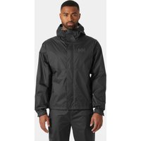 Black Helly Hansen men's Loke Jacket 2.0, waterproof with hood, front zipper, and adjustable cuffs, size XL.