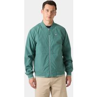 Green Helly Hansen men's marine bomber jacket, size L, with front zipper and ribbed cuffs.