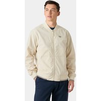 White Helly Hansen men's marine bomber jacket, size 2XL, with ribbed cuffs and collar, front zipper, and logo on chest.