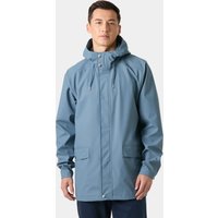 Navy Helly Hansen men's raincoat, windproof with hood, front zipper, and two large pockets, size XL.