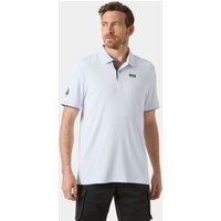 Purple Helly Hansen men's polo shirt, short-sleeved with collar, size L, subtle logo on chest.
