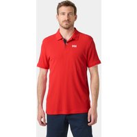 Red Helly Hansen men's polo shirt, short sleeves, buttoned collar, small logo on chest, size 2XL.