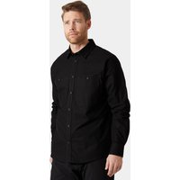 Grey Helly Hansen men's organic cotton flannel shirt, button-up with chest pockets, long sleeves, and a classic collar.