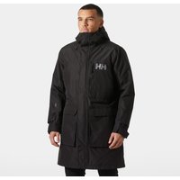 Black Helly Hansen waterproof coat with inner jacket, large size, featuring a hood and front pockets.