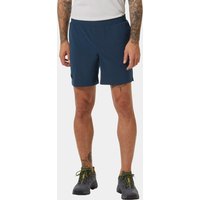 Navy blue Helly Hansen men's shorts, knee-length, elastic waistband, lightweight fabric, size XL.