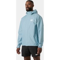 Navy Helly Hansen Men's Seven J rain jacket with hood, front zipper, and logo on chest, size XL.