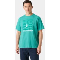 Green Helly Hansen men's Shoreline T-shirt 3.0, size XL, with wave graphic and logo on chest.