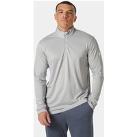 Grey Helly Hansen men's tech half-zip pullover with long sleeves and a high collar, worn by a model.