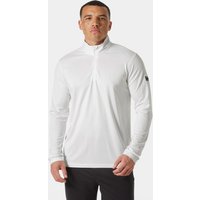 White Helly Hansen men's half-zip pullover with long sleeves and logo on sleeve, size L.