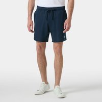 Navy Helly Hansen men's Terry Loop 6” shorts, elastic waistband with drawstring, medium size, worn by model.