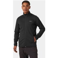 Black Helly Hansen men's fleece jacket, full-zip, high collar, side pockets, size M.