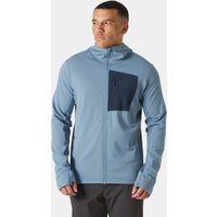 Navy Helly Hansen men's hooded fleece jacket with full zip and chest pocket, size M.
