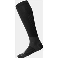Black Helly Hansen touring socks, knee-high, with ribbed texture and reinforced heel and toe, size 39-41.
