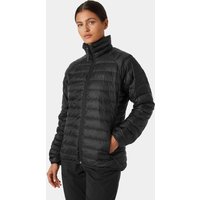 Black Helly Hansen women's Banff Insulator jacket, quilted design, high collar, zip closure, size L.