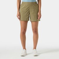 Green Helly Hansen women’s Elv Light Tur shorts, XL, with front pockets and button closure, worn by model.
