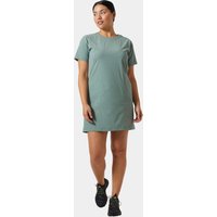 Green Helly Hansen women's short sleeve dress, knee-length, crew neck, size S, worn by a model.