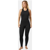 Black Helly Hansen women’s waterwear salopette, sleeveless, full-length, form-fitting, size XL.