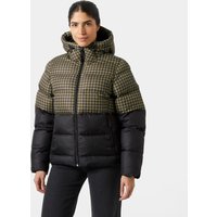 Brown Helly Hansen women's puffy jacket, lightweight, with hood, quilted pattern, size M.