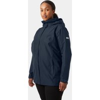 Navy Helly Hansen women's jacket, hooded, zippered front, long sleeves, size 1X, with logo on sleeve.