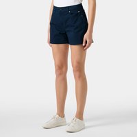 Navy Helly Hansen women's shorts, mid-thigh length, with front pockets and button closure, size XL.