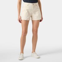 White Helly Hansen women's Amalfi shorts, 4-inch length, with front pockets and button closure, size L.