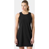 Black sleeveless hiking dress with a round neckline and a relaxed fit, designed for women by Helly Hansen.