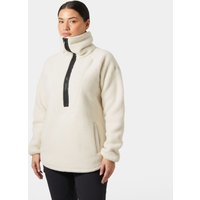 White Helly Hansen women's fleece with 1/2 zip, high collar, and relaxed fit, size XL.