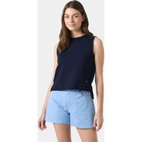 Navy sleeveless Helly Hansen women's capri summer top in XS, featuring a round neckline and relaxed fit.