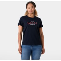 Navy Helly Hansen Women's Core Graphic T-shirt 2.0 XL with red and white logo on chest.