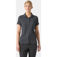 Black Helly Hansen women's quick-dry stretch polo shirt, short sleeves, collared, size XL.