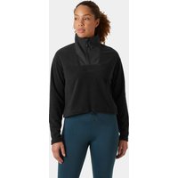 Black Helly Hansen women's cropped fleece with high collar, half-zip front, and long sleeves, size XL.
