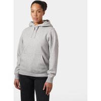 Gray Helly Hansen women's hoodie in XL, featuring a drawstring hood and front kangaroo pocket.