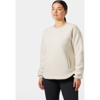 Beige Helly Hansen women's teddy sweater, crew neck, long sleeves, side pockets, size XS.