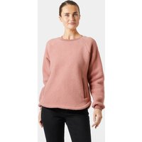 Pink Helly Hansen women's teddy sweater, size S, with long sleeves and crew neck.