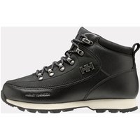 Black Helly Hansen women's winter boots with lace-up design, padded collar, and rugged sole, size 5.5.