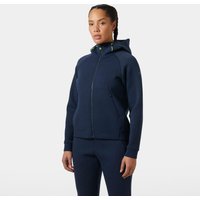 Navy Helly Hansen women's sailing jacket, full-zip, hooded, with sleek design and tailored fit, size XL.