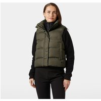 Brown Helly Hansen women's vest, quilted pattern, high collar, zip front, medium size.