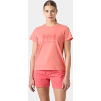Pink Helly Hansen Women's Logo T-shirt 3.0, short sleeves, crew neck, large front logo, size L.