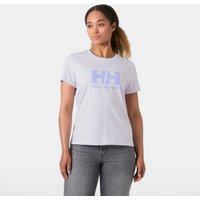 Purple Helly Hansen Women's Logo T-shirt 3.0, short sleeves, large "HH" logo on chest, size L.