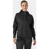 Black Helly Hansen women's Loke Jacket 2.0, waterproof with hood, front zipper, and adjustable cuffs, size small.