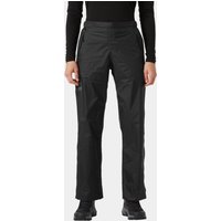Black Helly Hansen Women's Loke Trousers 2.0, lightweight, waterproof, straight-leg design, elastic waistband, size L.