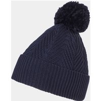 Navy blue Helly Hansen women's beanie with ribbed cuff and pom-pom on top.