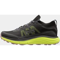 Black Helly Hansen women's Luna Ridge shoes with lime green sole, lace-up design, and breathable mesh upper.