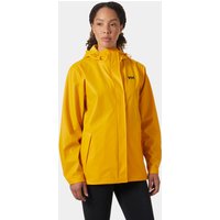 Yellow Helly Hansen women's waterproof rain jacket, hooded, front zip, size XL, with logo on chest.